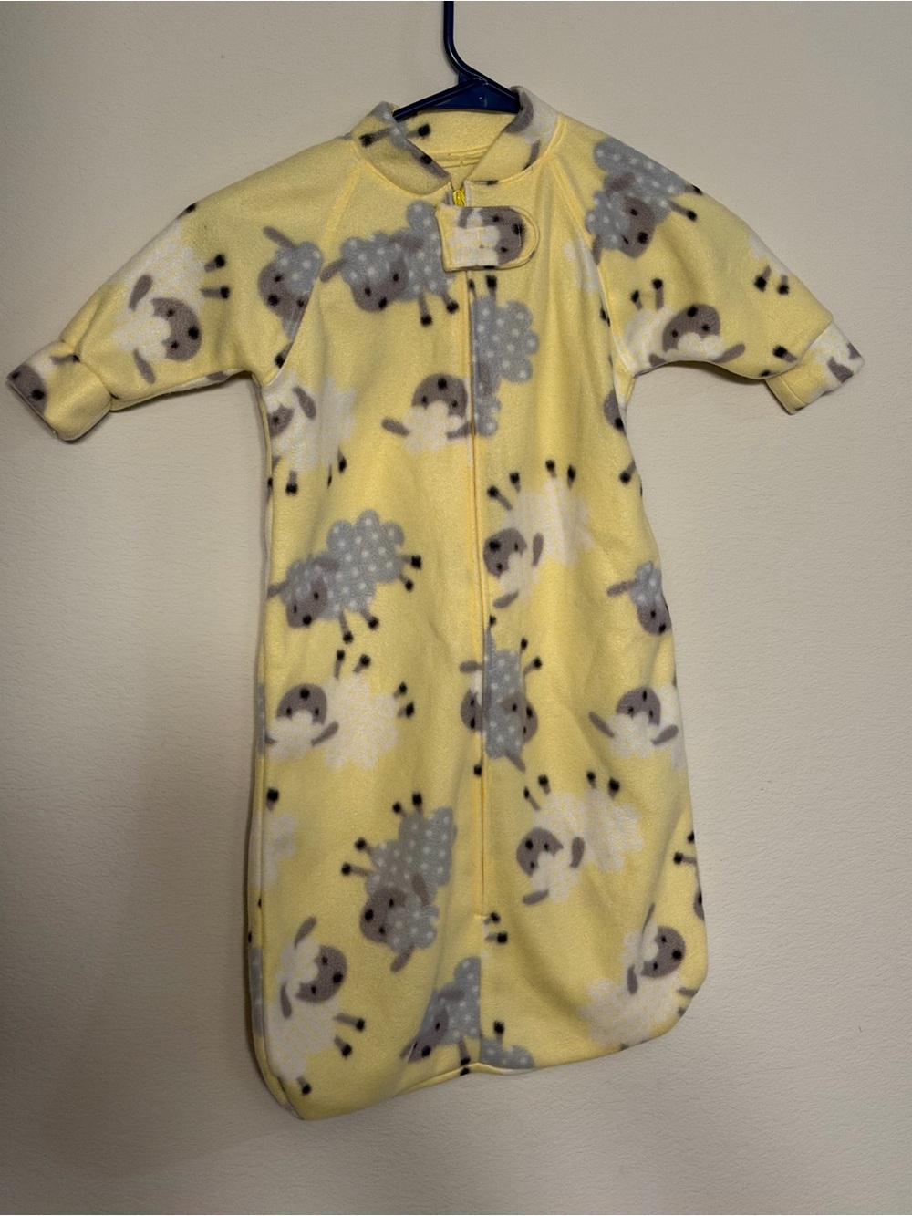 Yellow Fleece Baby Sleep Gown with Sheep Print